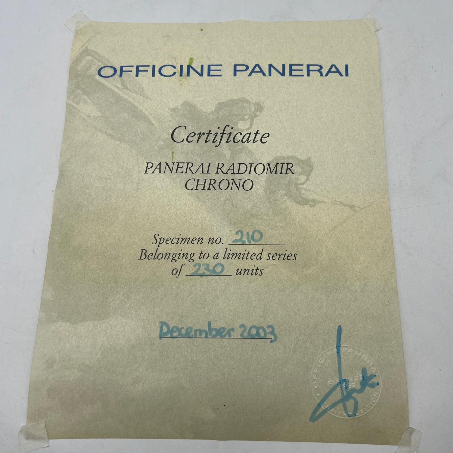 Panerai Radiomir Chrono Limited Series PAM00163 Original B&P