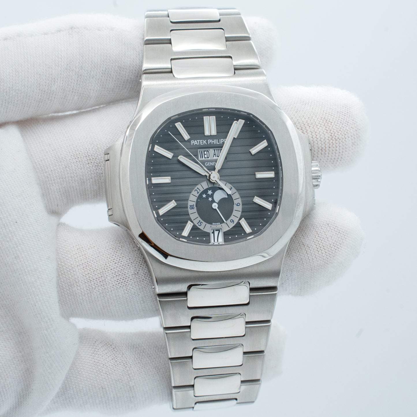 Patek Philippe 5726/1A Nautilus Annual Calendar Moonphase with Black Dial