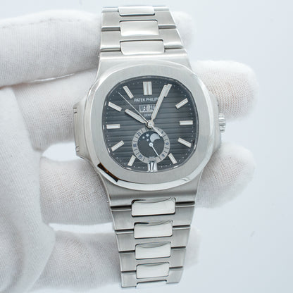 Patek Philippe 5726/1A Nautilus Annual Calendar Moonphase with Black Dial