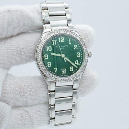 Patek Philippe Twenty~4 Steel & Diamond Olive Green Ladies Watch 7300/1200A-011
